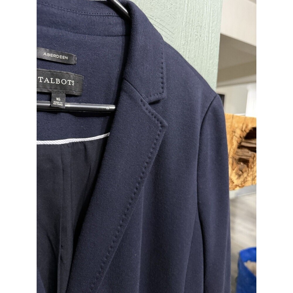 Talbots Aberdeen Navy Blazer Jacket Women Size 16 Patch Pockets Single Breasted - Picture 3 of 7